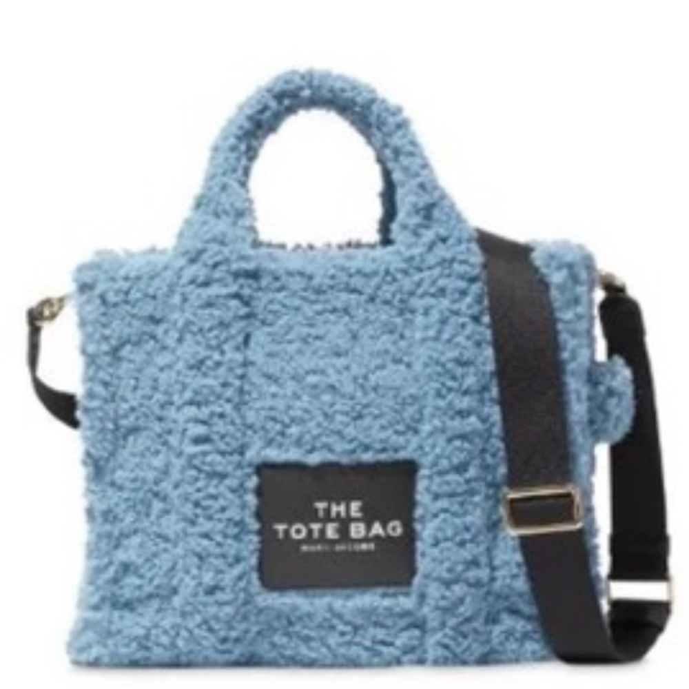 The Teddy Medium Faux Fur Tote Bag Shadow Blue